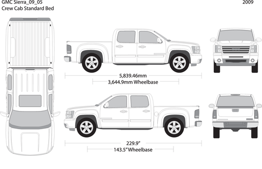 2009 Gmc Sierra 1500 V05 Vehicle Wrap Template