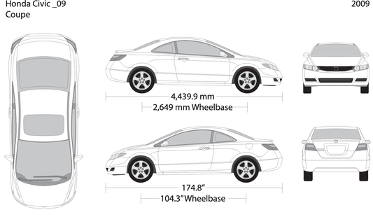 2009 Honda Civic Coupe V09 Vehicle Wrap Template