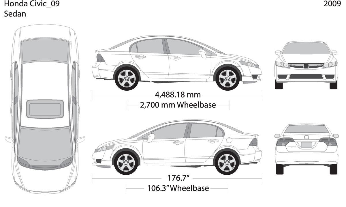 2009 Honda Civic Sedan V09 Vehicle Wrap Template