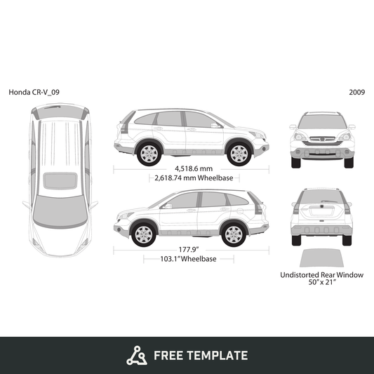 2009 Honda CR-V free vector vehicle wrap template - GravBase