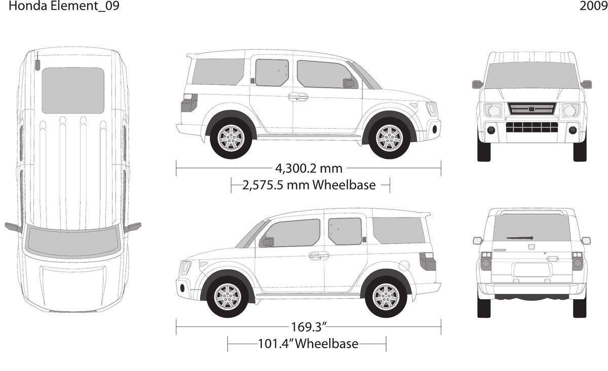 2009 Honda Element vector wrap template, Design-Ready PDF - GravBase