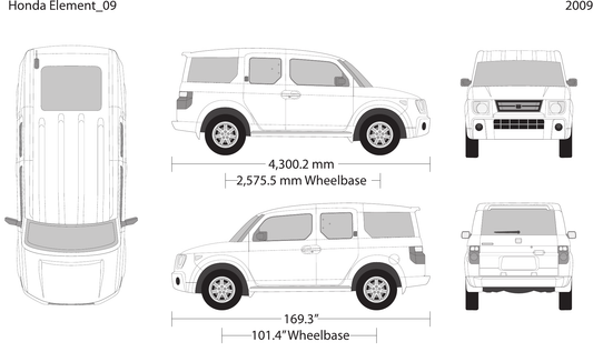 2009 Honda Element vector wrap template, Design-Ready PDF - GravBase