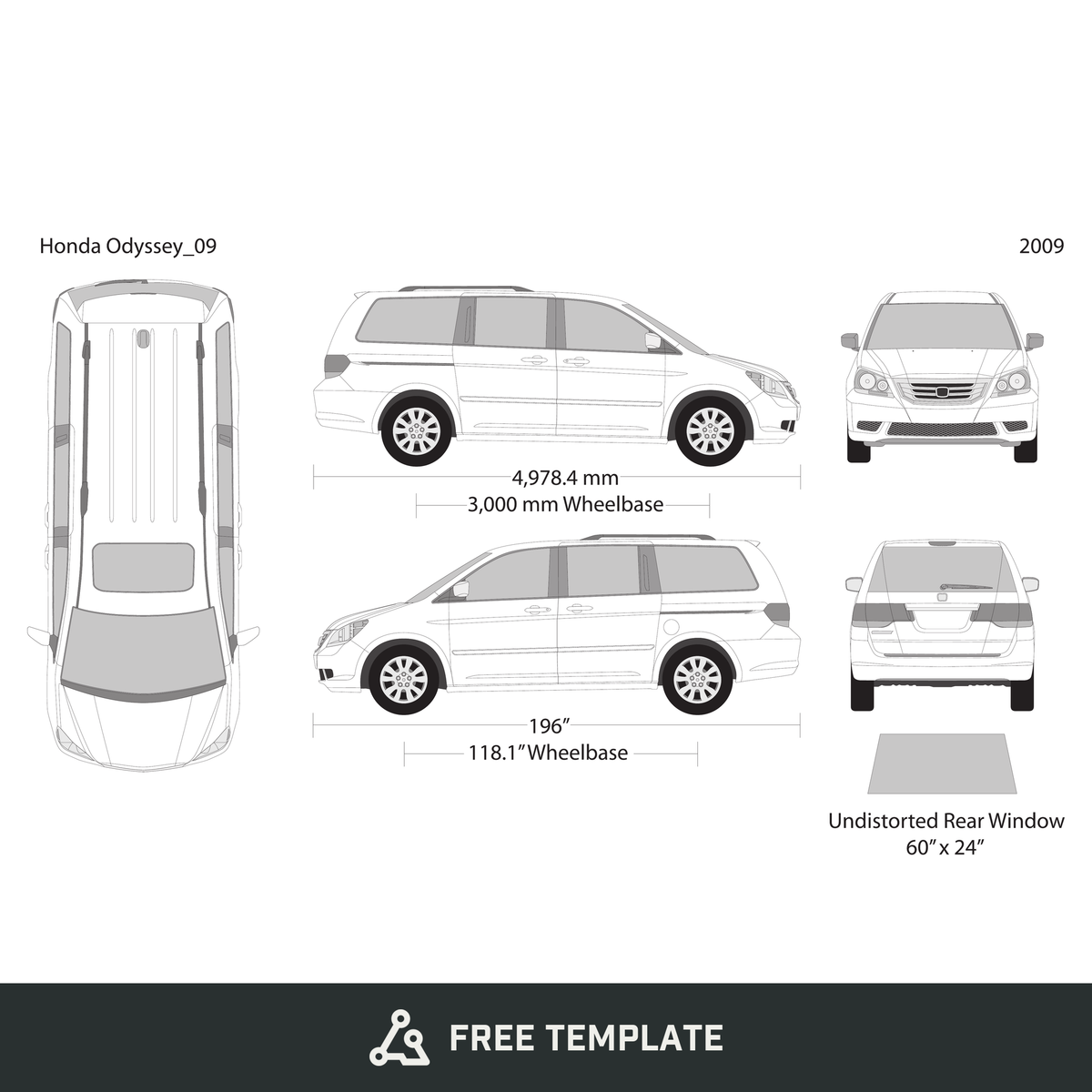 2009 Honda Odyssey free vector vehicle wrap template - GravBase