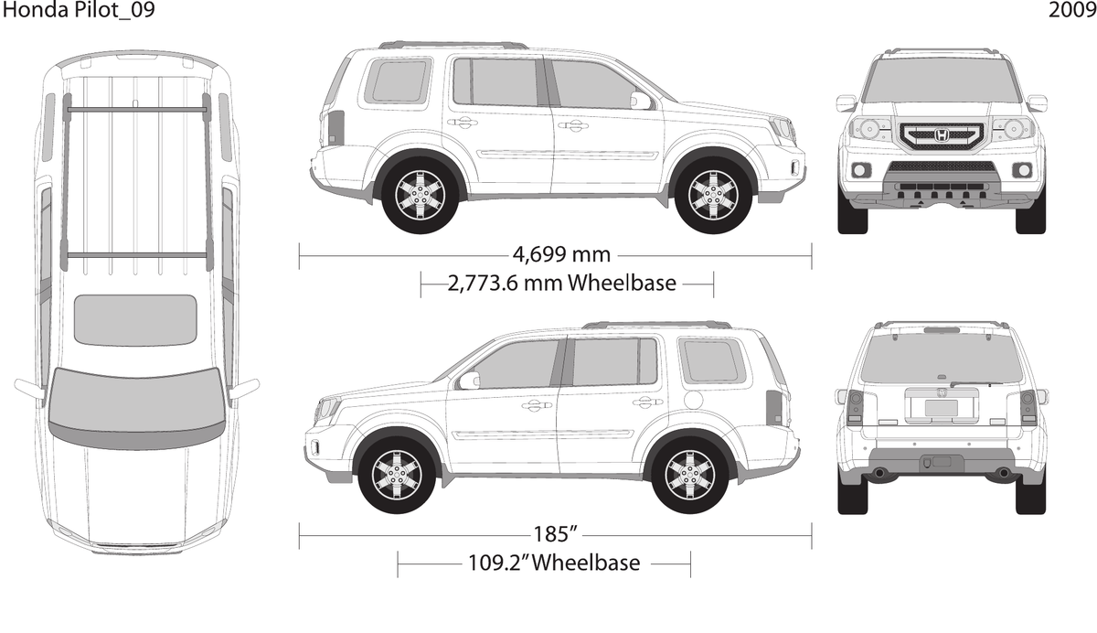 2009 Honda Pilot vector wrap template, Design-Ready PDF - GravBase