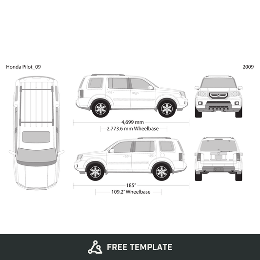 2009 Honda Pilot free vector vehicle wrap template - GravBase