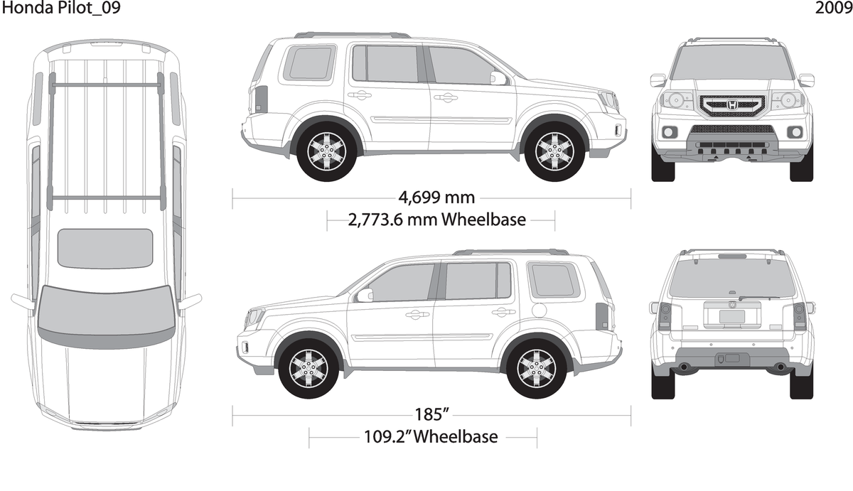2009 Honda Pilot V09 Vehicle Wrap Template