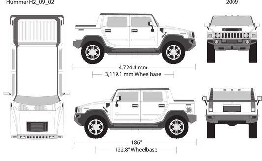 2009 Hummer H2 vector wrap template V02, Design-Ready PDF - GravBase