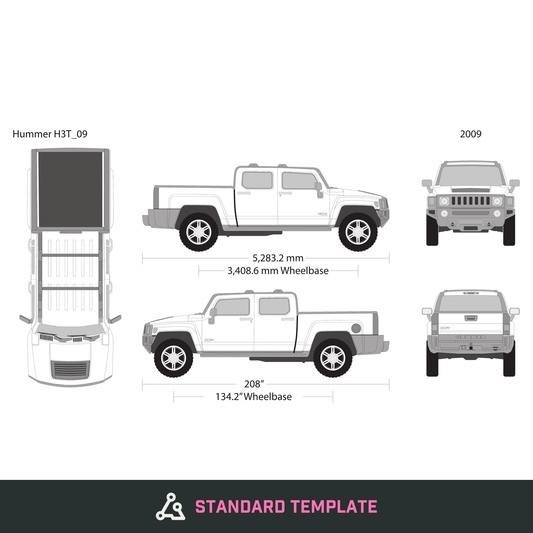 2009 Hummer H3T vector wrap template, Design-Ready PDF - GravBase
