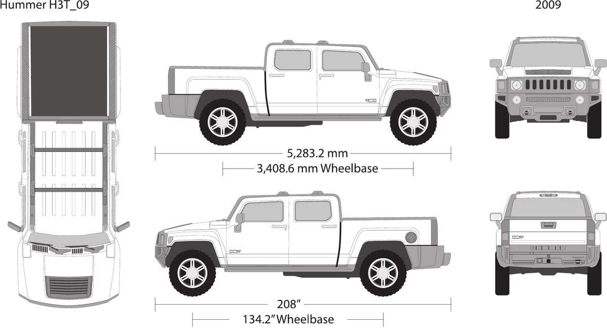 2009 Hummer H3T vector wrap template, Design-Ready PDF - GravBase