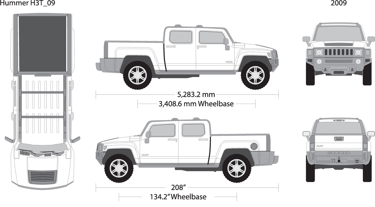 2009 Hummer H3T V09 Vehicle Wrap Template