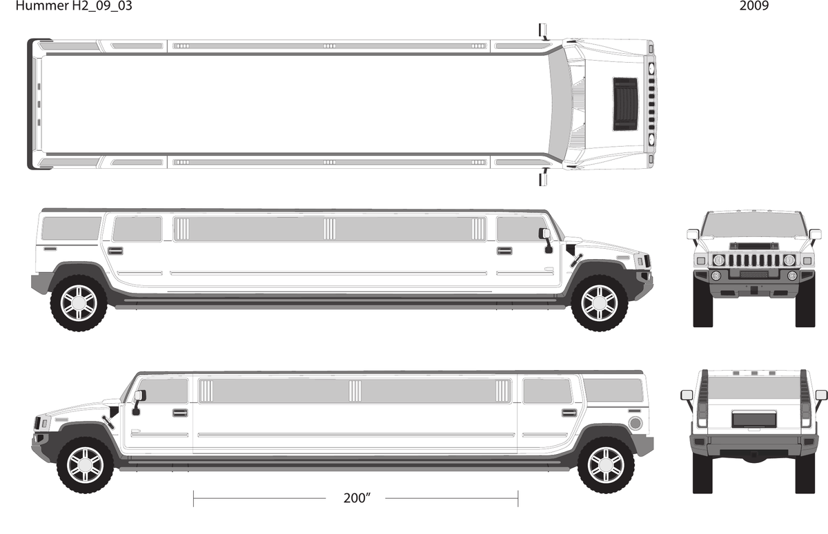 2009 Hummer Hummer Limos H2 Limo Vector Wrap Template - GravBase
