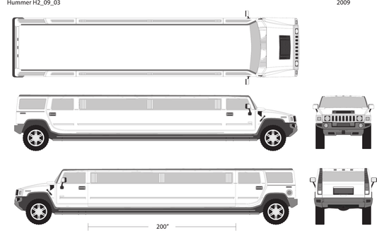 2009 Hummer Hummer Limos H2 Limo Vector Wrap Template - GravBase