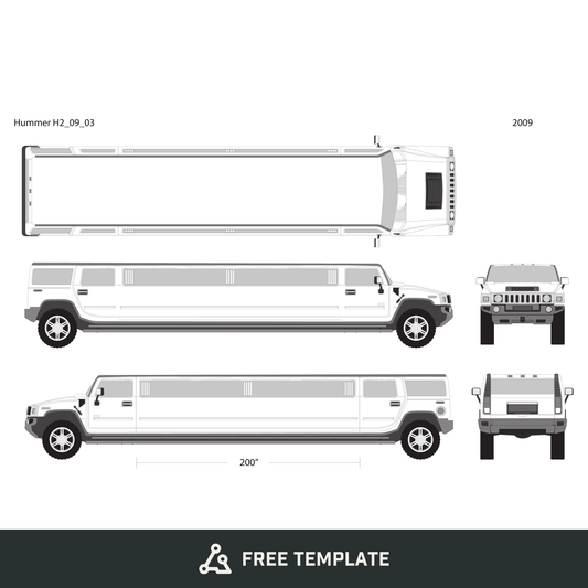2009 Hummer Limos H2 Limo free vector vehicle wrap template - GravBase