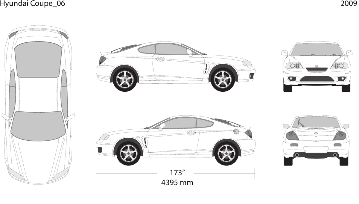 2009 Hyundai Coupe vector wrap template, Design-Ready PDF - GravBase