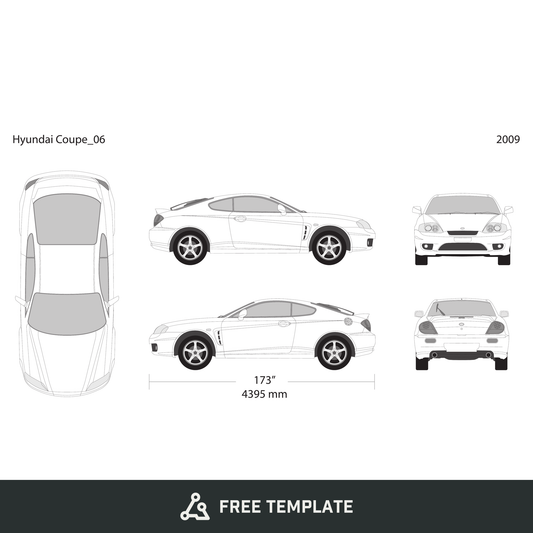 2009 Hyundai Coupe free vector vehicle wrap template - GravBase