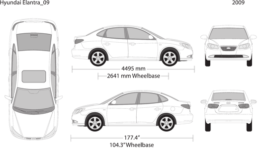 2009 Hyundai Elantra vector wrap template, Design-Ready PDF - GravBase