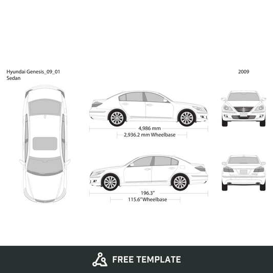 2009 Hyundai Genesis free vector vehicle wrap template - GravBase