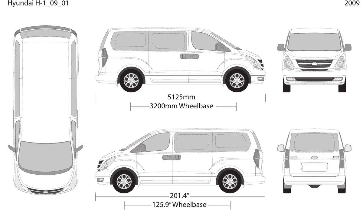 2009 Hyundai H-1 vector wrap template, Design-Ready PDF - GravBase