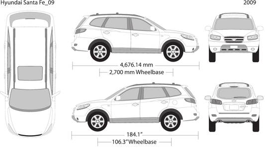 2009 Hyundai Santa Fe vector wrap template, Design-Ready PDF - GravBase