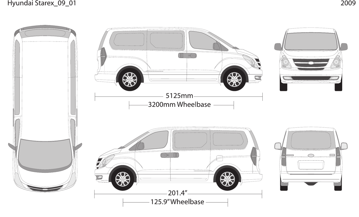 2009 Hyundai Starex vector wrap template, Design-Ready PDF - GravBase