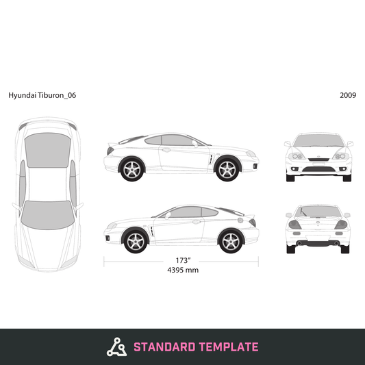 2009 Hyundai Tiburon vector wrap template, Design-Ready PDF - GravBase