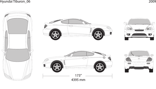 2009 Hyundai Tiburon vector wrap template, Design-Ready PDF - GravBase