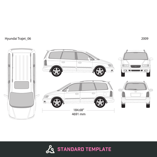2009 Hyundai Trajet vector wrap template, Design-Ready PDF - GravBase