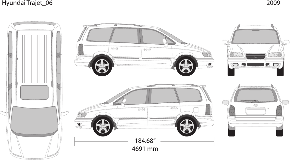 2009 Hyundai Trajet vector wrap template, Design-Ready PDF - GravBase