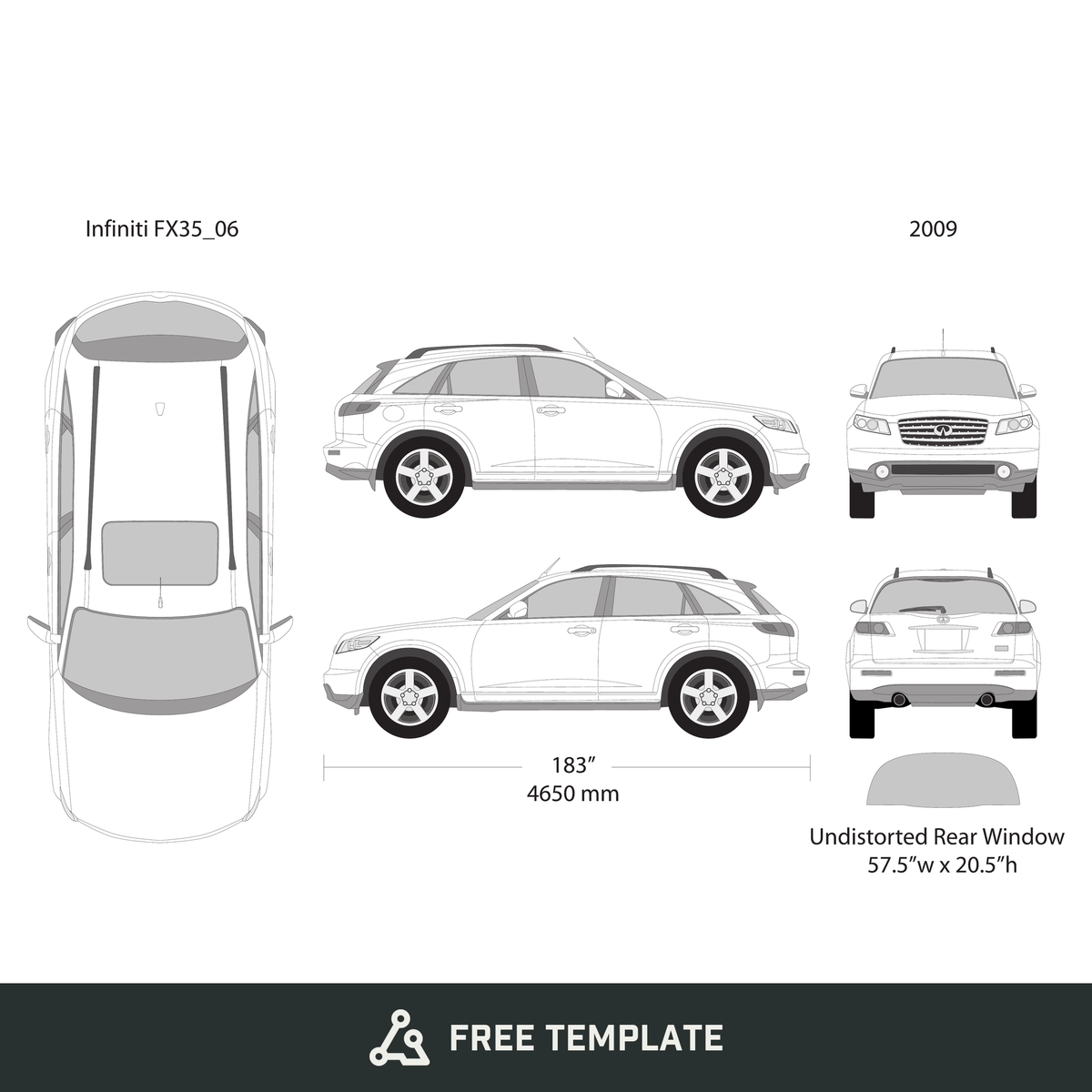2009 Infiniti FX 35 free vector vehicle wrap template - GravBase