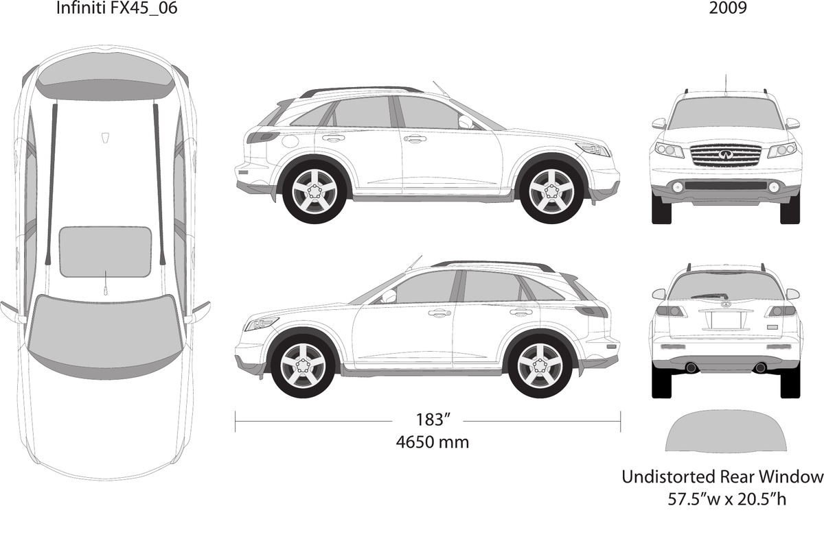 2009 Infiniti FX 45 vector wrap template, Design-Ready PDF - GravBase