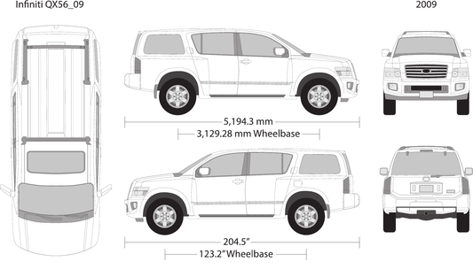 2009 Infiniti QX56 vector wrap template, Design-Ready PDF - GravBase