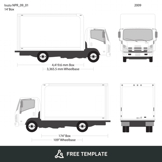 2009 Isuzu NPR free vector vehicle wrap template - GravBase