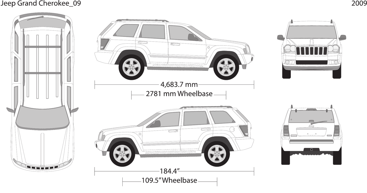 2009 Jeep Grand Cherokee Vector Wrap Template - GravBase
