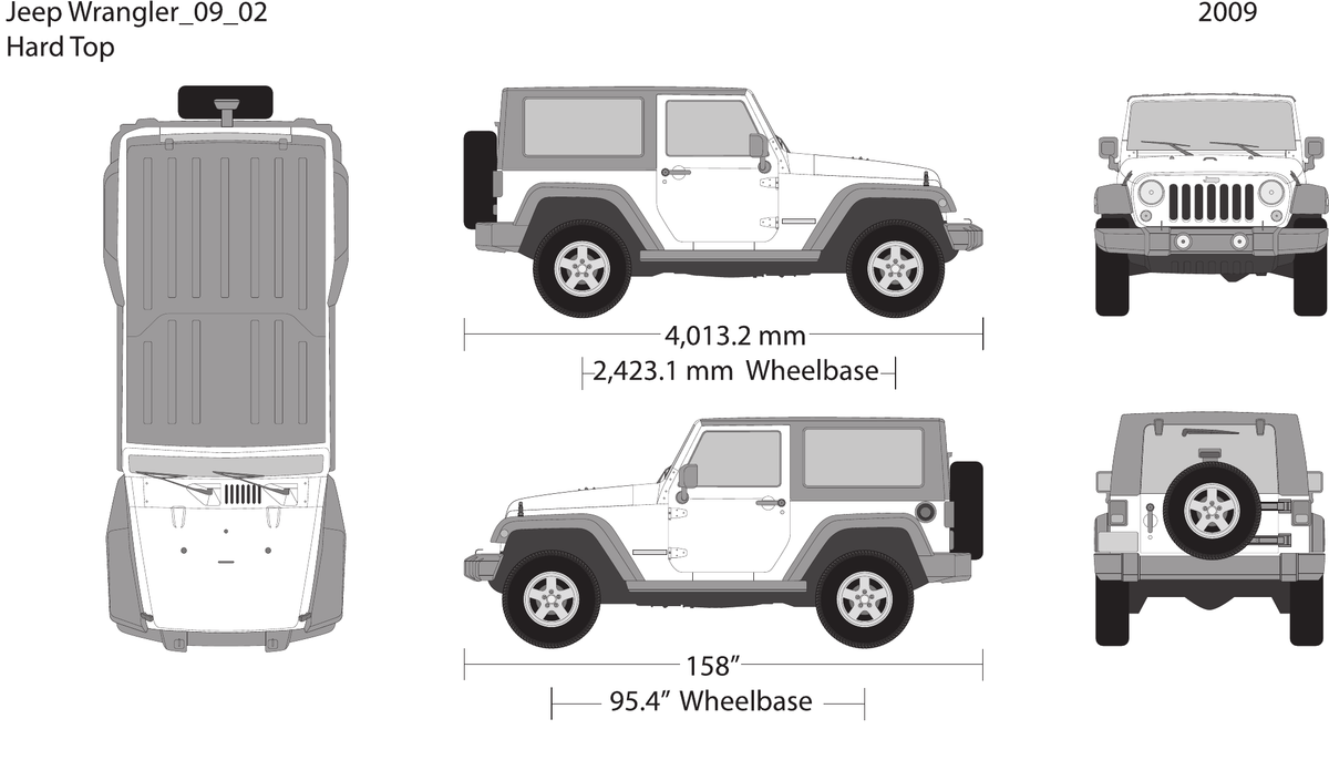 2009 Jeep Wrangler vector wrap template V02, Design-Ready PDF - GravBase