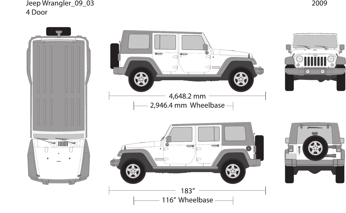2009 Jeep Wrangler vector wrap template V03, Design-Ready PDF - GravBase