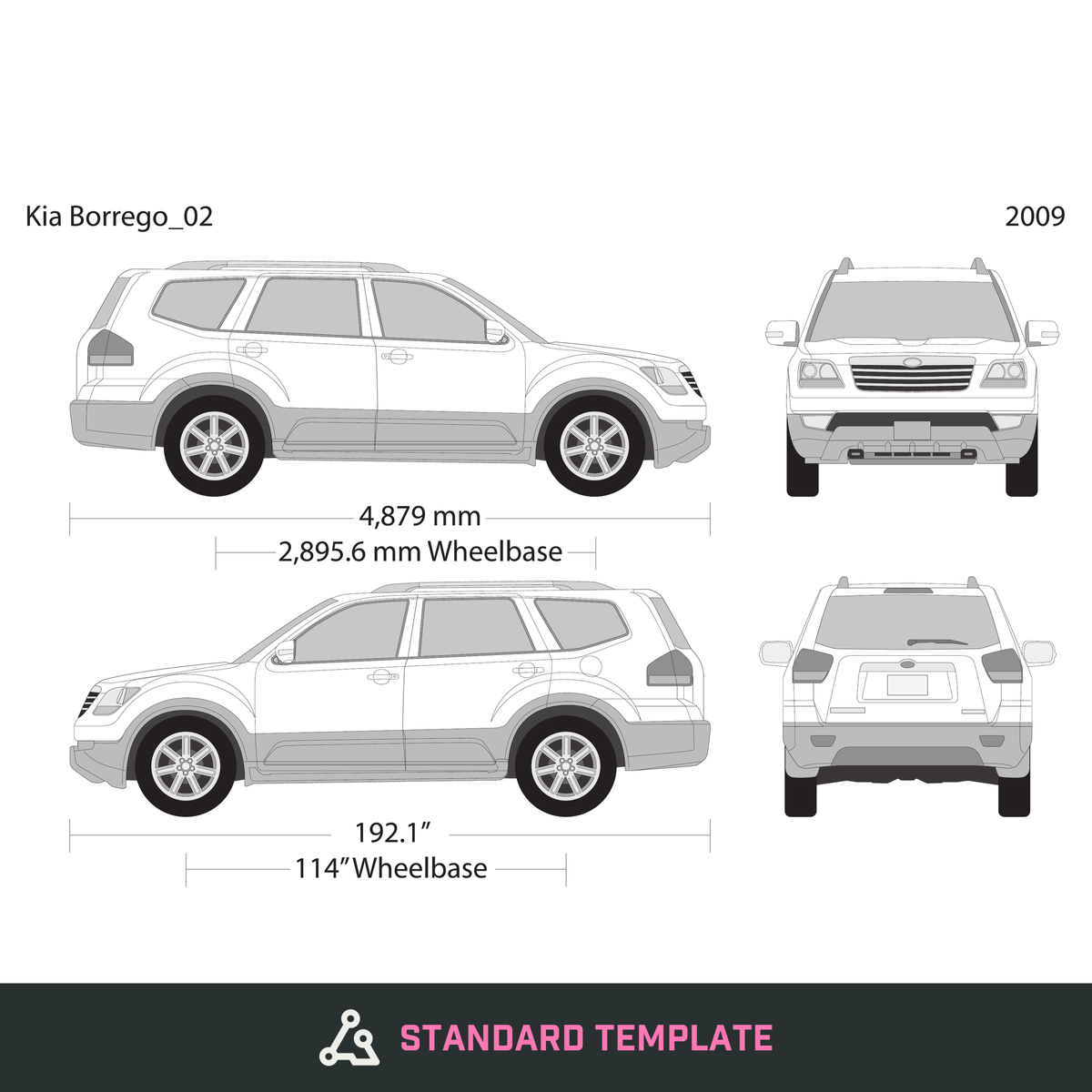 2009 Kia Borrego vector wrap template, Design-Ready PDF - GravBase
