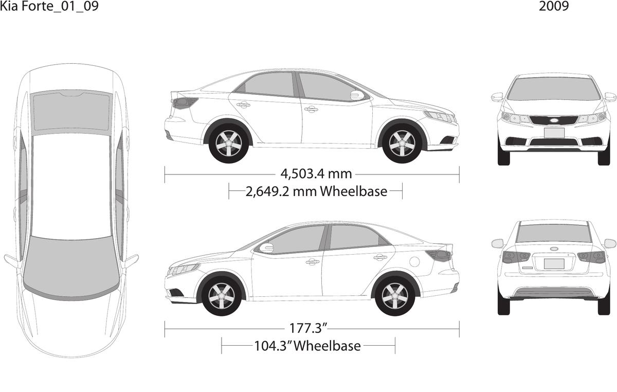 2009 Kia Forte vector wrap template, Design-Ready PDF - GravBase