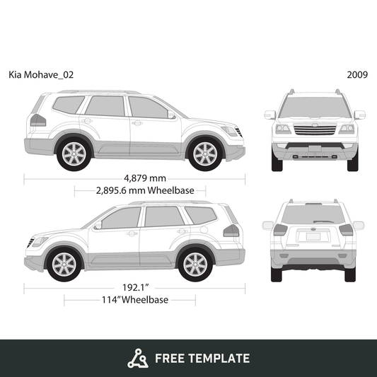 2009 Kia Mohave free vector vehicle wrap template - GravBase