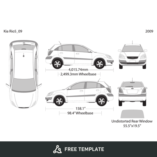 2009 Kia Rio5 free vector vehicle wrap template - GravBase