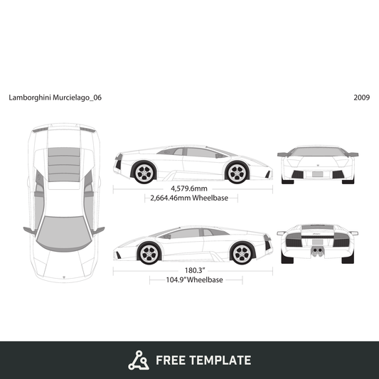 2009 Lamborghini Murcielago free vector vehicle wrap template - GravBase