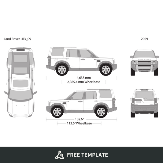 2009 Land Rover LR3 free vector vehicle wrap template - GravBase