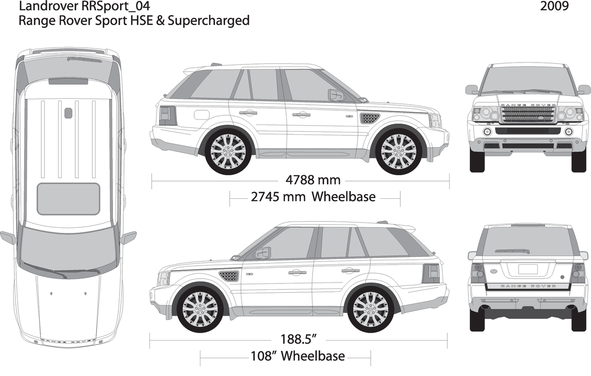 2009 Land Rover Range Rover Sport V09 Vehicle Wrap Template