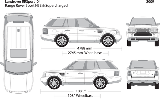 2009 Land Rover Range Rover Sport V09 Vehicle Wrap Template