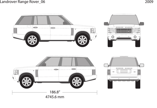 2009 Land Rover Range Rover vector wrap template, Design-Ready PDF - GravBase