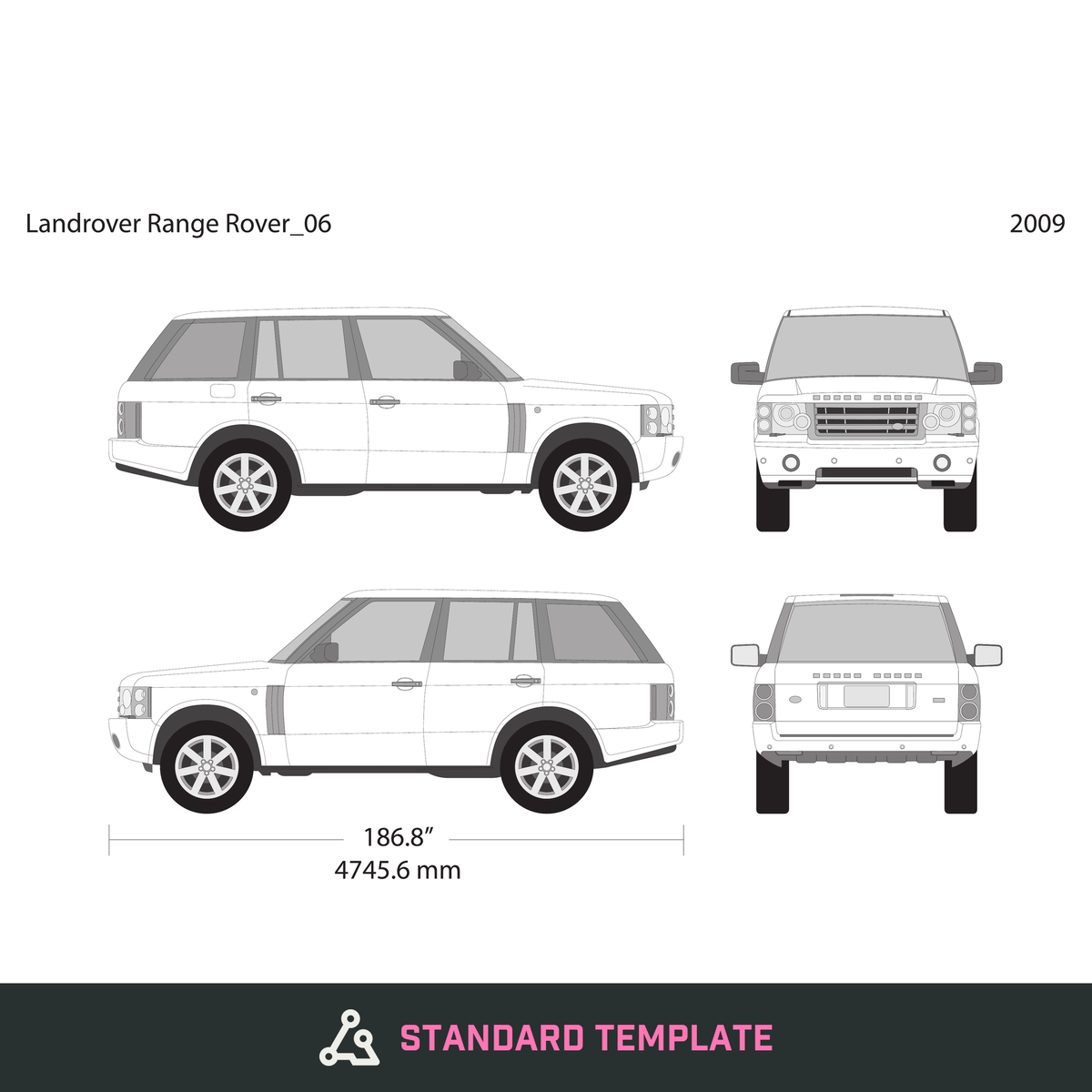2009 Land Rover Range Rover vector wrap template, Design-Ready PDF - GravBase