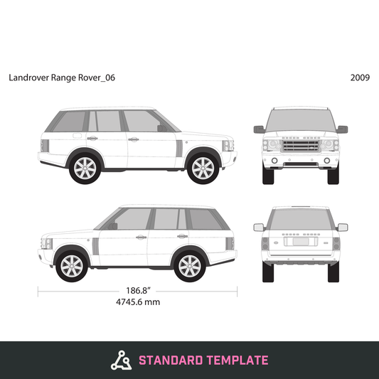 2009 Land Rover Range Rover vector wrap template, Design-Ready PDF - GravBase