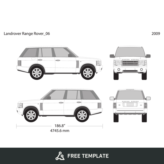 2009 Land Rover Range Rover free vector vehicle wrap template - GravBase