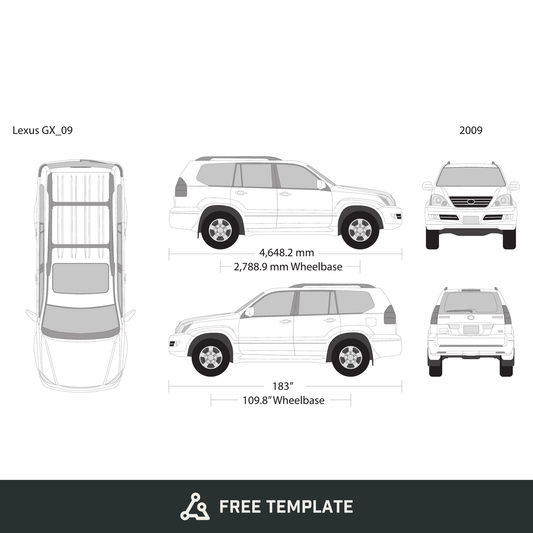 2009 Lexus GX free vector vehicle wrap template - GravBase