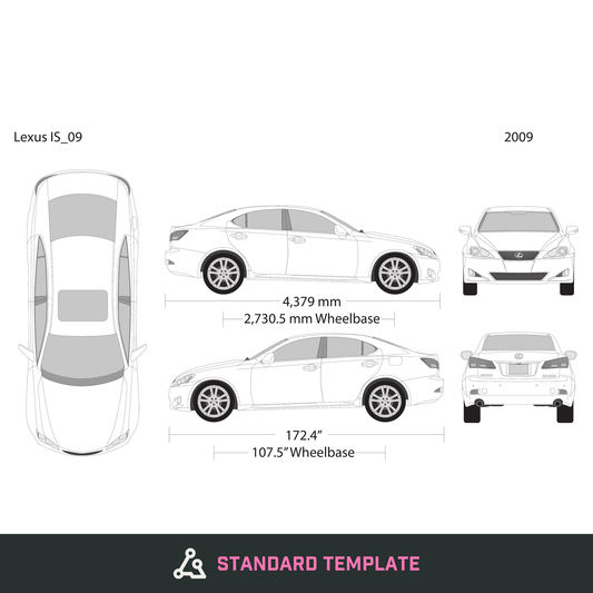 2009 Lexus IS vector wrap template, Design-Ready PDF - GravBase