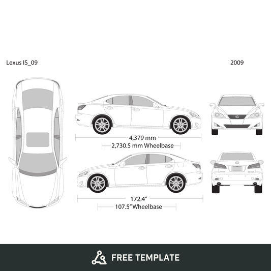 2009 Lexus IS free vector vehicle wrap template - GravBase
